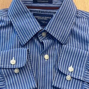 American Eagle Outfitters Blue Striped Casual Shirt